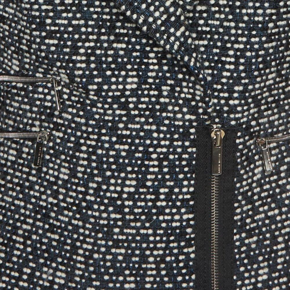 Karen Millen Black Tweed And Leather Biker Jacket M - Picture 3 of 5